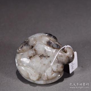 旧藏 和田玉黑皮料玄龟把件
