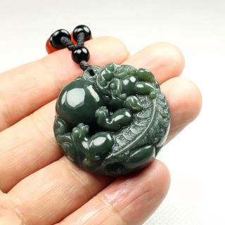 和田玉貔貅吊坠真品新疆和田青玉招财皮丘项链男女